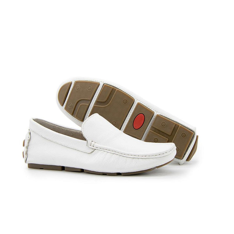 Mocassim Youth Couro Floater Branco