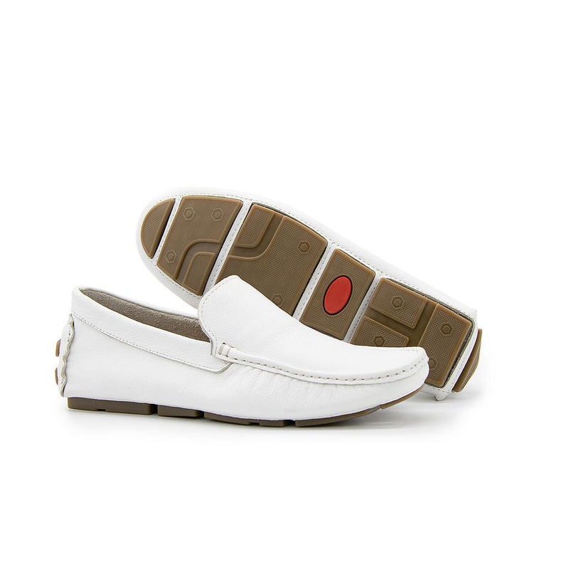 Mocassim Youth Couro Floater Branco