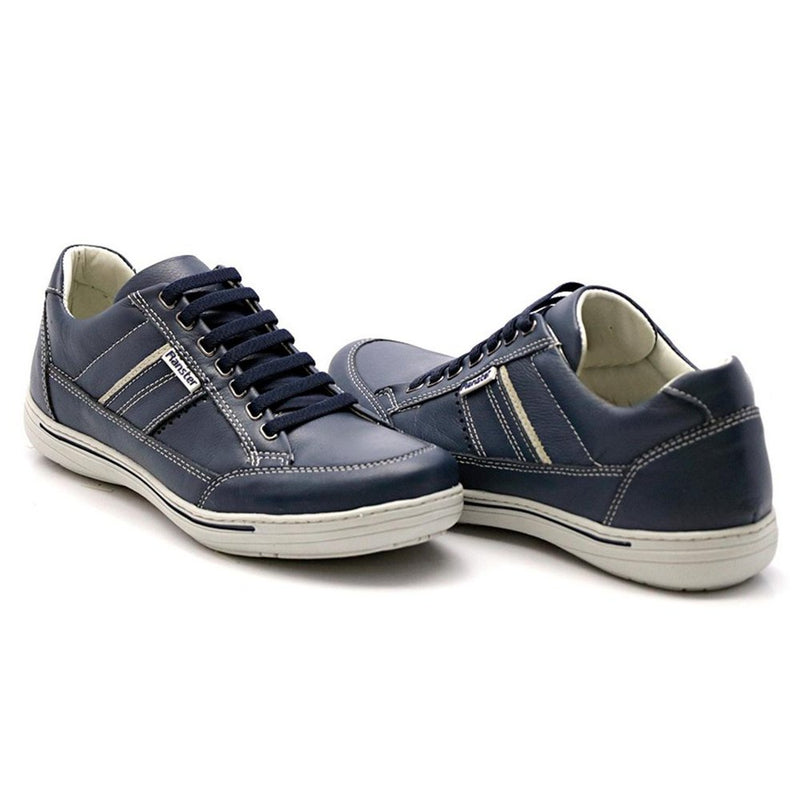 Sapatênis Casual Conforto Couro Azul