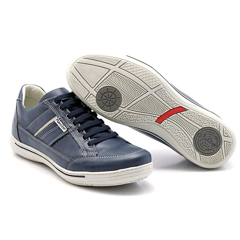 Sapatênis Casual Conforto Couro Azul