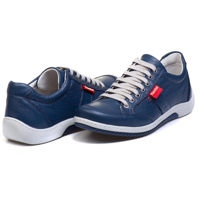 Sapatênis Casual Conforto Couro Azul
