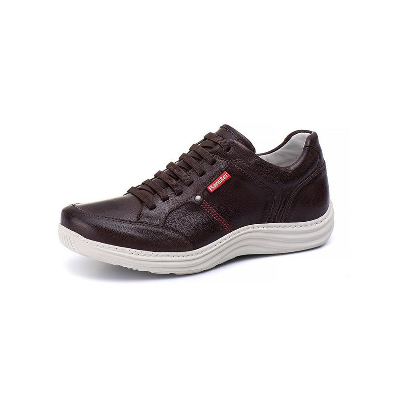 Sapatênis Casual Conforto Couro Marrom