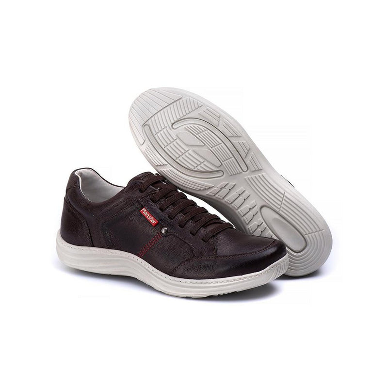 Sapatênis Casual Conforto Couro Marrom