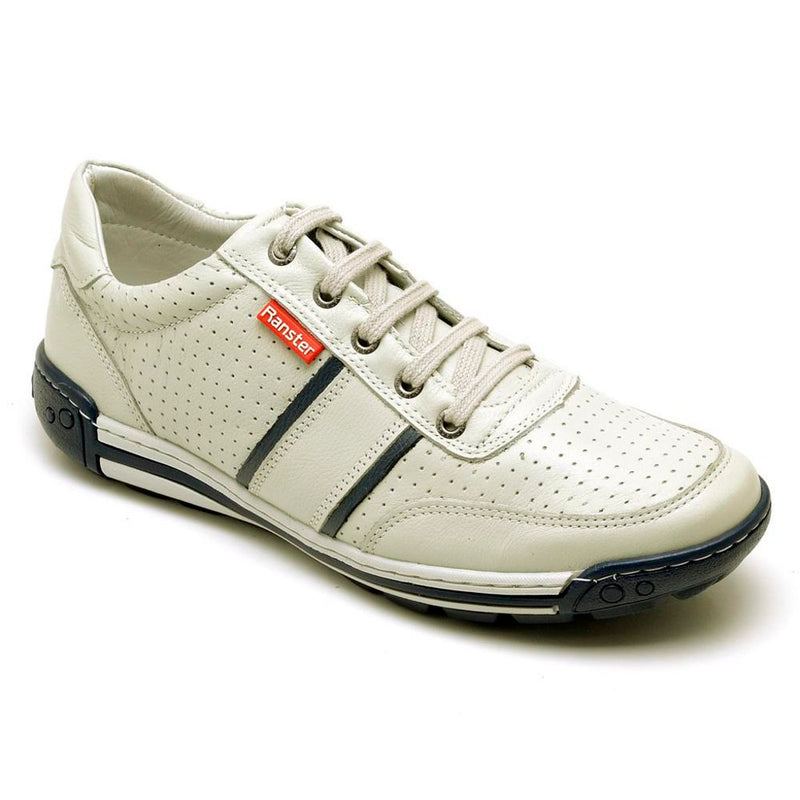 Sapatênis Casual Conforto Couro Off White