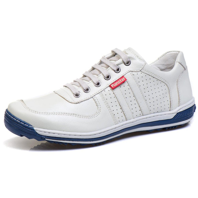Sapatênis Casual Conforto Couro Off White