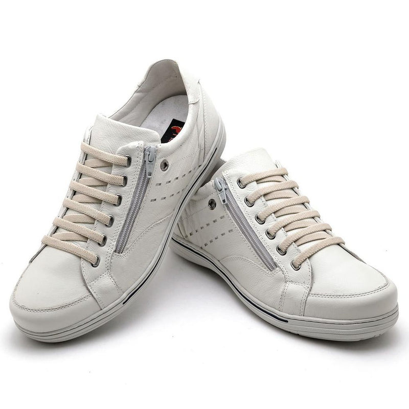 Sapatênis Casual Conforto Couro Off White