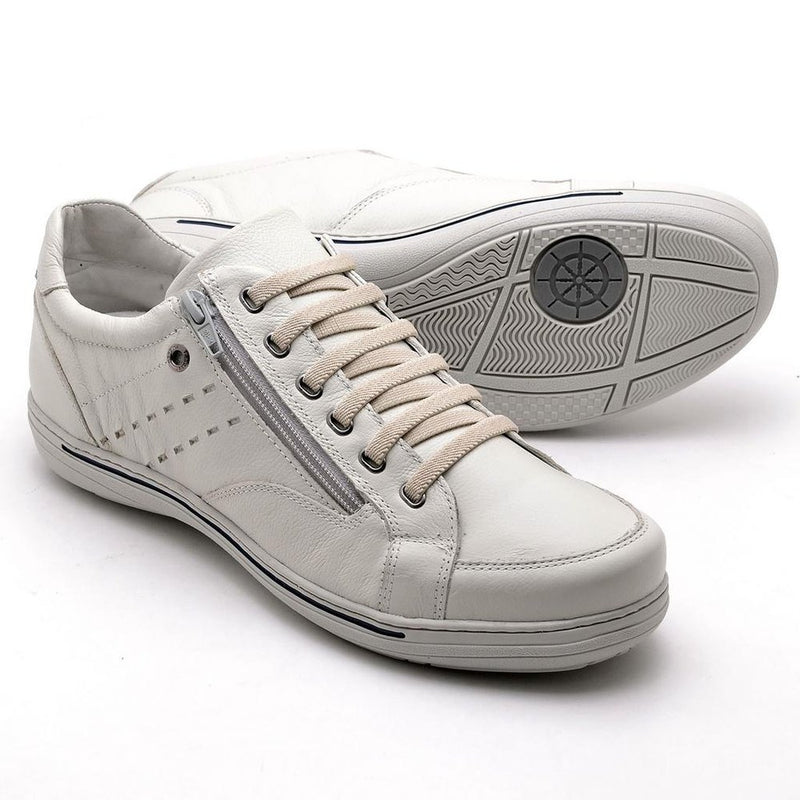 Sapatênis Casual Conforto Couro Off White