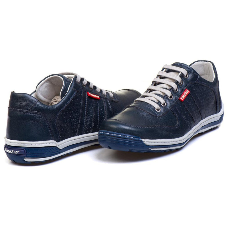 Sapatênis Casual Conforto Couro Azul