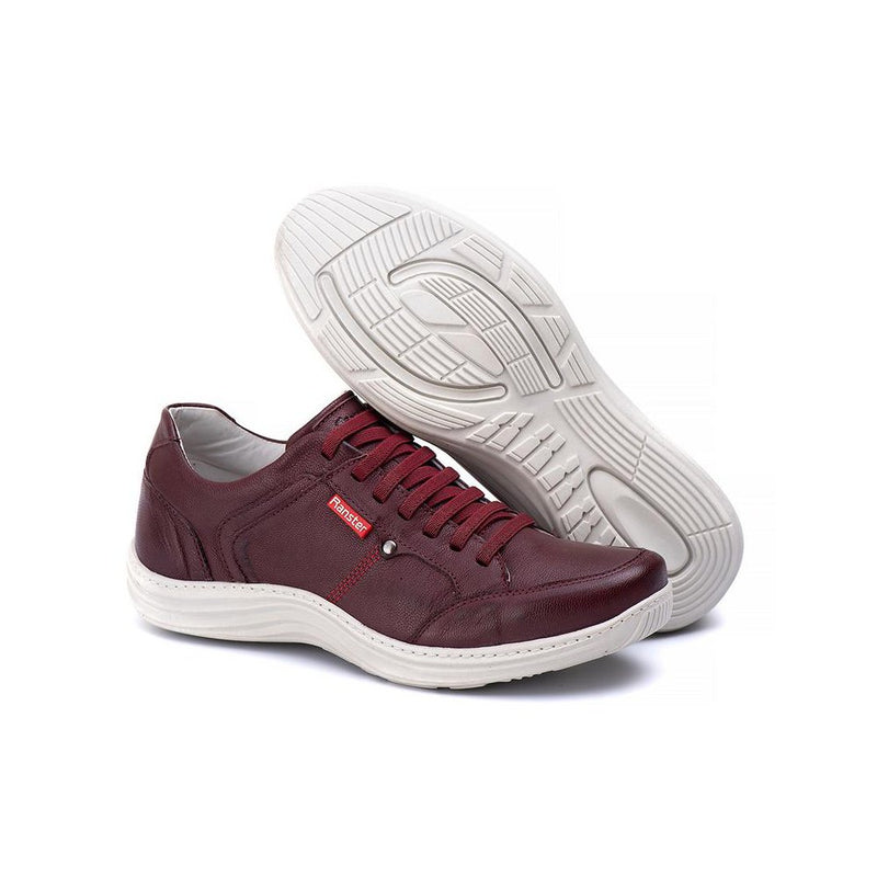 Sapatênis Casual Conforto Couro Vermelho