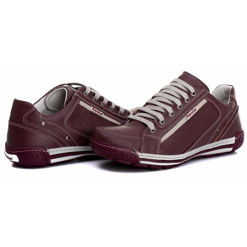 Sapatênis Casual Conforto Couro Vermelho