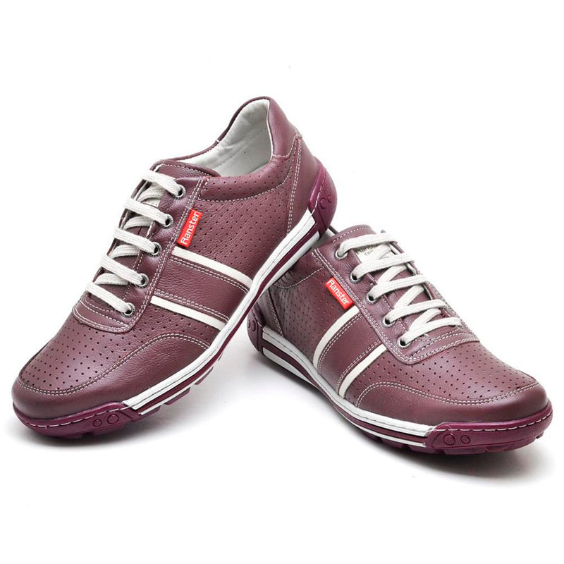 Sapatênis Casual Conforto Couro Vermelho