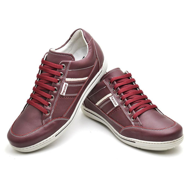 Sapatênis Casual Conforto Couro Vermelho