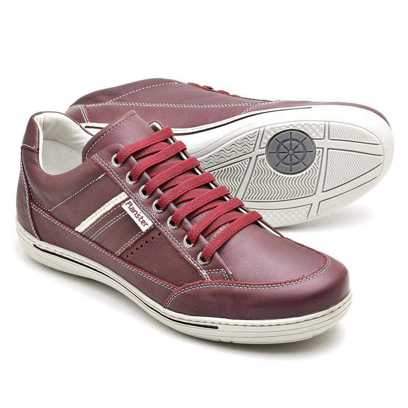 Sapatênis Casual Conforto Couro Vermelho