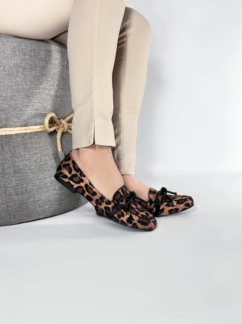 Mocassim Feminino Rasteiro Estampa Onça