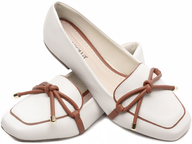Mocassim Feminino Rasteiro Off White