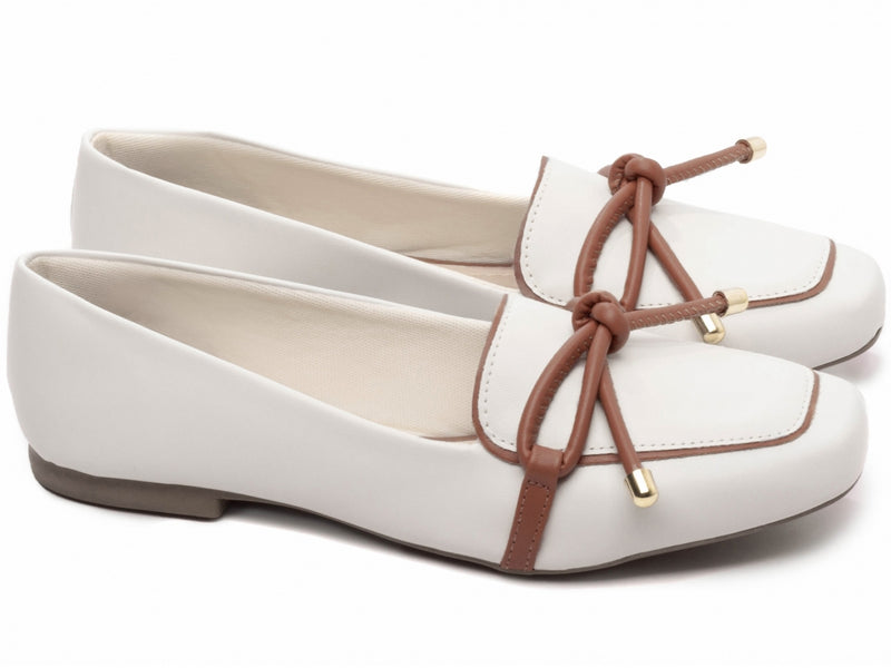 Mocassim Feminino Rasteiro Off White