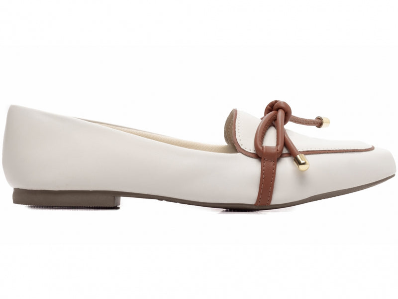 Mocassim Feminino Rasteiro Off White