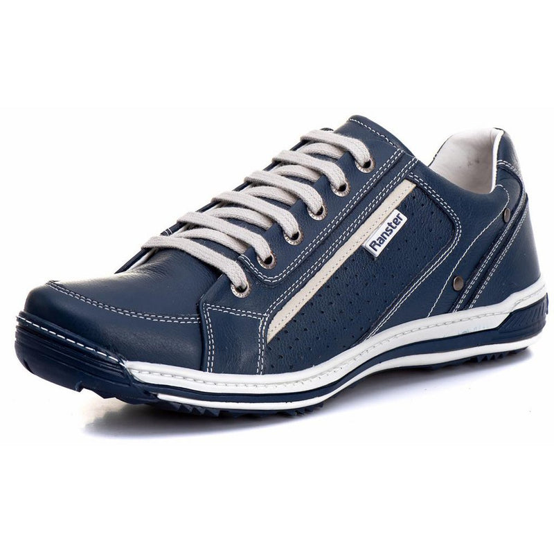 Sapatênis Casual Conforto Couro Azul