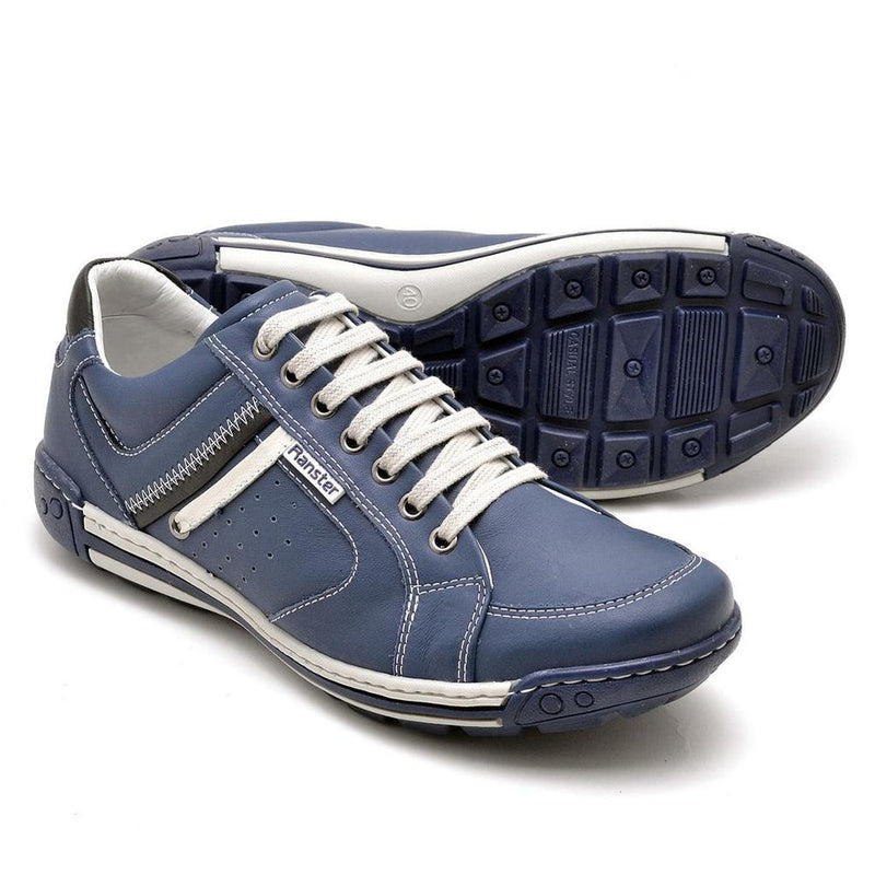 Sapatênis Casual Conforto Couro Azul