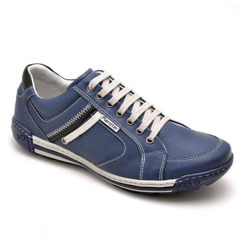 Sapatênis Casual Conforto Couro Azul