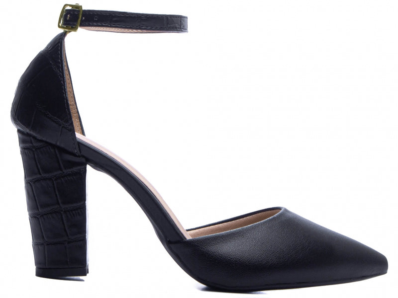 Sapato Scarpin Salto Quadrado Preto